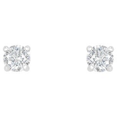 GIA Certified White Gold Round Brilliant Cut Diamond Earrings 0.80 Carat TDW