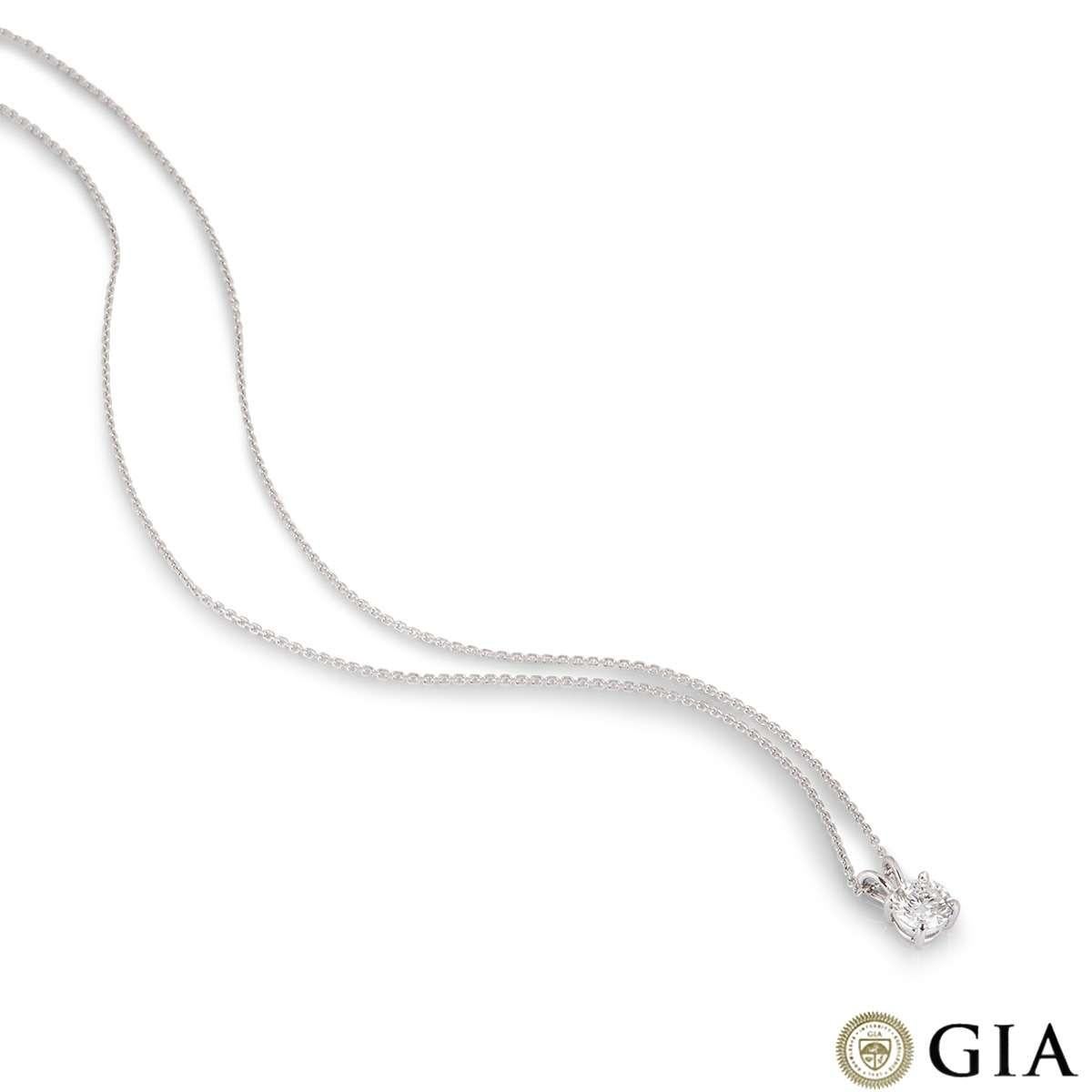 GIA Certified White Gold Round Brilliant Cut Diamond Pendant 1.23 Ct F Colour In New Condition For Sale In London, GB