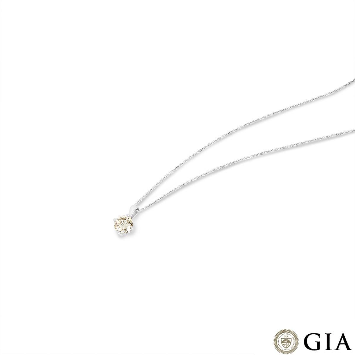 Round Cut GIA Certified White Gold Round Brilliant Cut Diamond Pendant 1.50ct Fancy Grayis For Sale