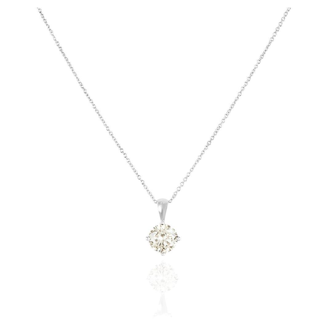 GIA Certified White Gold Round Brilliant Cut Diamond Pendant 1.50ct Fancy Grayis For Sale