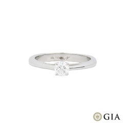 GIA Certified White Gold Round Brilliant Cut Diamond Ring 0.30ct E/VS1 XXX
