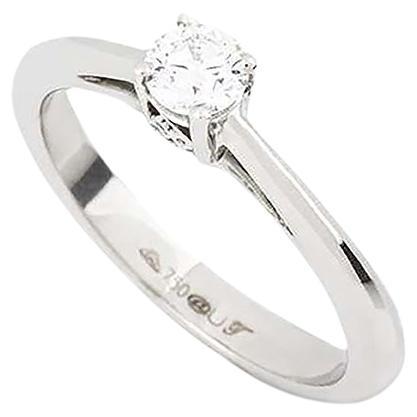 GIA Certified White Gold Round Brilliant Cut Diamond Ring 0.30ct E/VS1 XXX For Sale