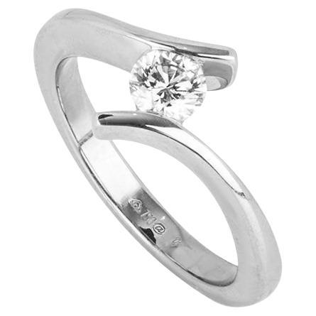 GIA Certified White Gold Round Brilliant Cut Diamond Ring 0.43ct F/VS1