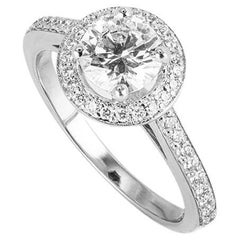 GIA Certified White Gold Round Brilliant Cut Diamond Ring 0.94ct F/VS2