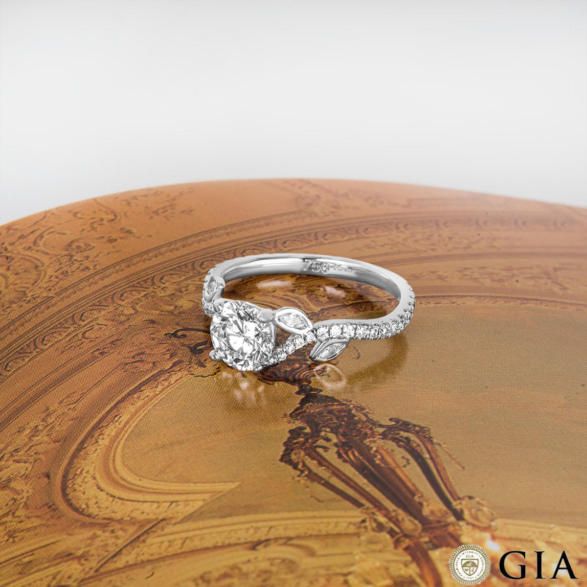 GIA Certified White Gold Round Brilliant Cut Diamond Ring 1.01ct E/VVS1 For Sale 2