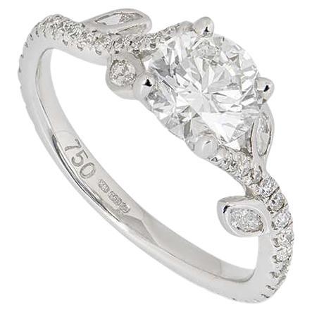 Bague en or blanc certifiée GIA avec diamant taille ronde brillant 1,01 carat E/VVS1 en vente