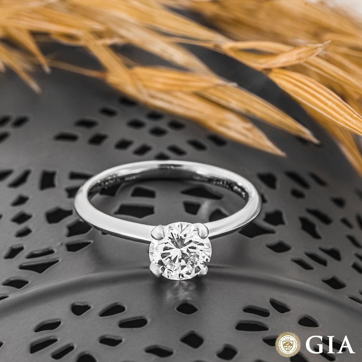 GIA-zertifizierter Ring aus Weißgold mit rundem Diamanten im Brillantschliff 1,10 Karat G/SI1 im Angebot 3