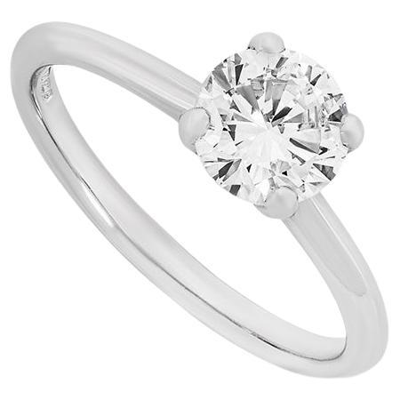 GIA Certified White Gold Round Brilliant Cut Diamond Ring 1.10ct G/SI1 For Sale