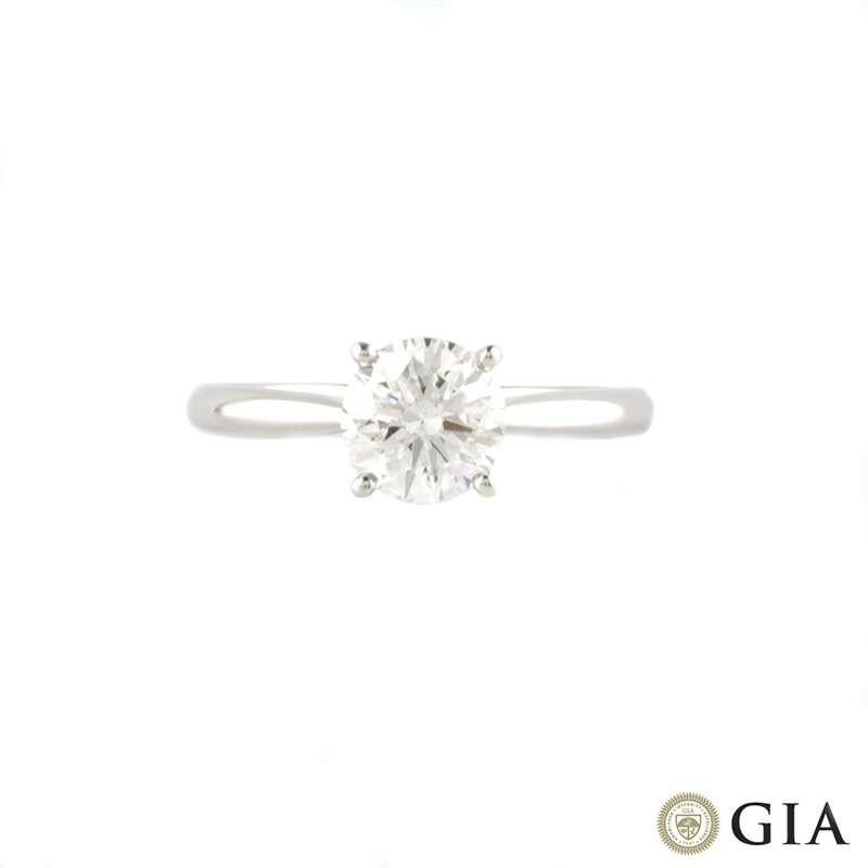 Round Cut GIA Certified White Gold Round Brilliant Cut Diamond Ring 1.15ct F/VS1 XXX For Sale