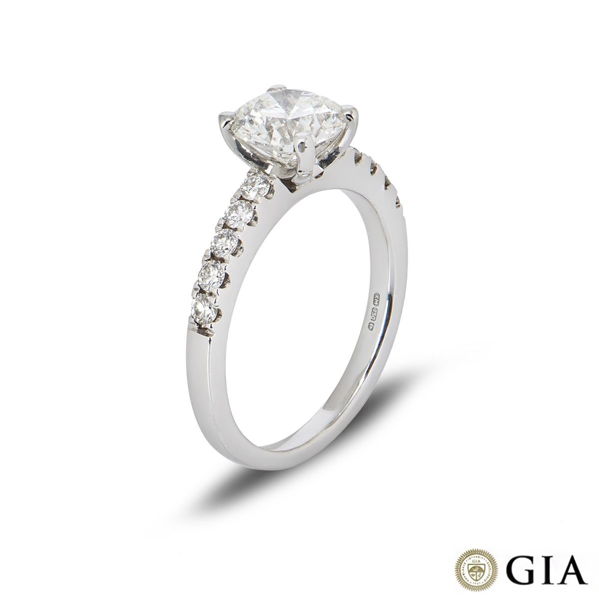 Round Cut GIA Certified White Gold Round Brilliant Cut Diamond Ring 1.23ct H/VS1 XXX For Sale