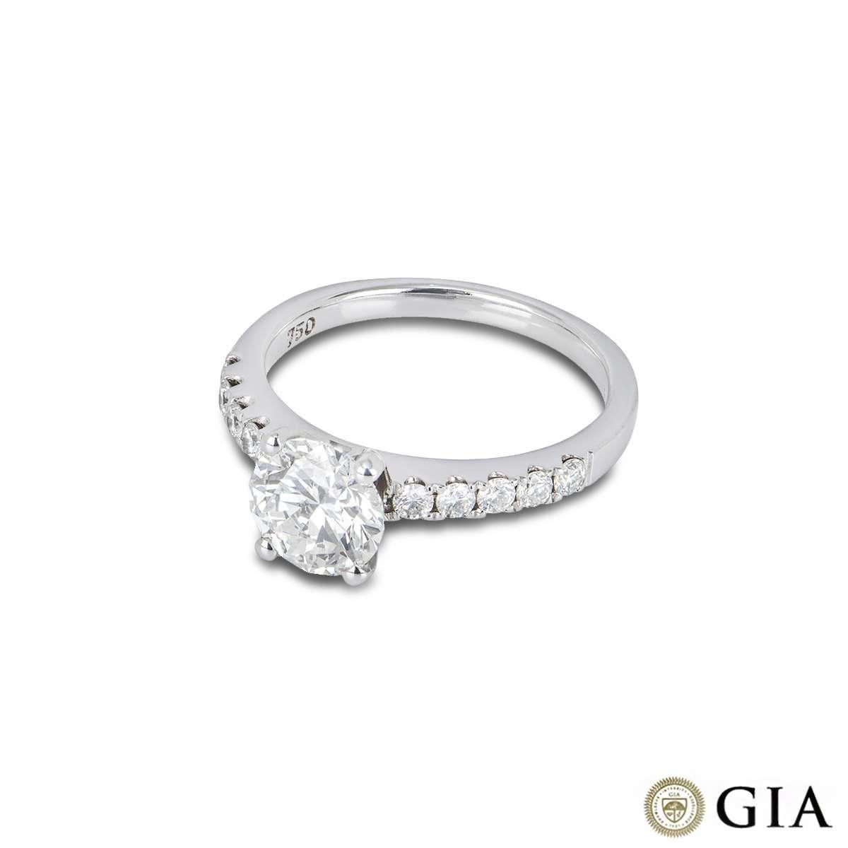 GIA Certified White Gold Round Brilliant Cut Diamond Ring 1.23ct H/VS1 XXX In New Condition For Sale In London, GB
