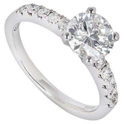 GIA Certified White Gold Round Brilliant Cut Diamond Ring 1.23ct H/VS1 XXX For Sale