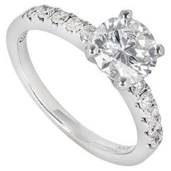 GIA Certified White Gold Round Brilliant Cut Diamond Ring 1.23ct H/VS1 XXX