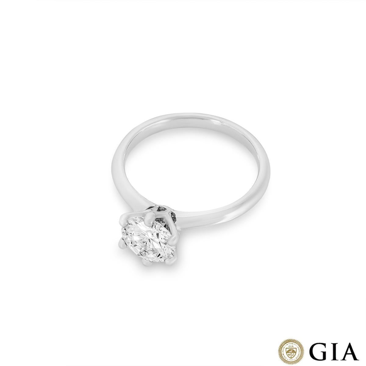GIA Certified White Gold Round Brilliant Cut Diamond Ring 1.34ct I/VS1 In New Condition For Sale In London, GB
