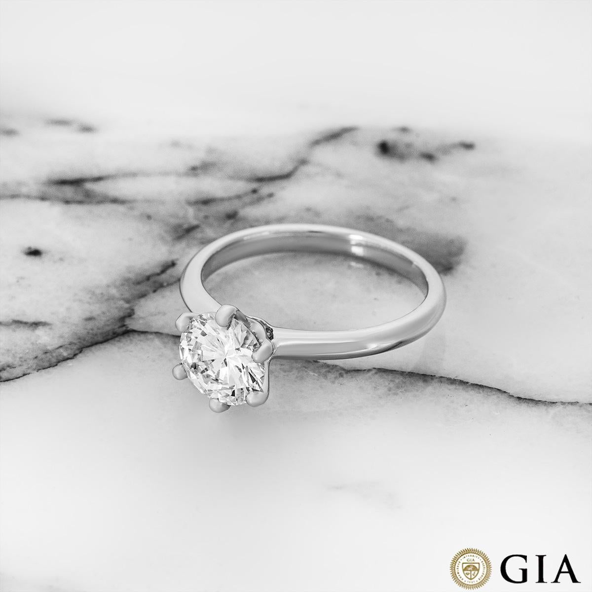 GIA Certified White Gold Round Brilliant Cut Diamond Ring 1.34ct I/VS1 For Sale 2
