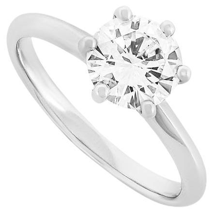 GIA Certified White Gold Round Brilliant Cut Diamond Ring 1.34ct I/VS1 For Sale