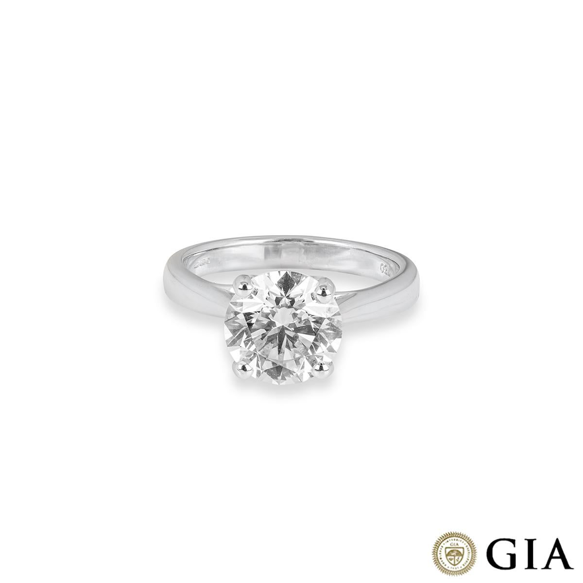Contemporary GIA Certified White Gold Round Brilliant Diamond Solitaire Ring 2.71ct M/VS2 For Sale