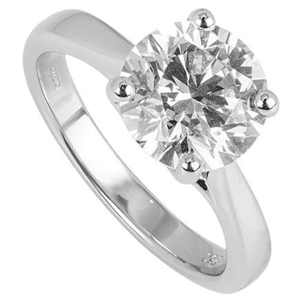 GIA Certified White Gold Round Brilliant Diamond Solitaire Ring 2.71ct M/VS2 For Sale