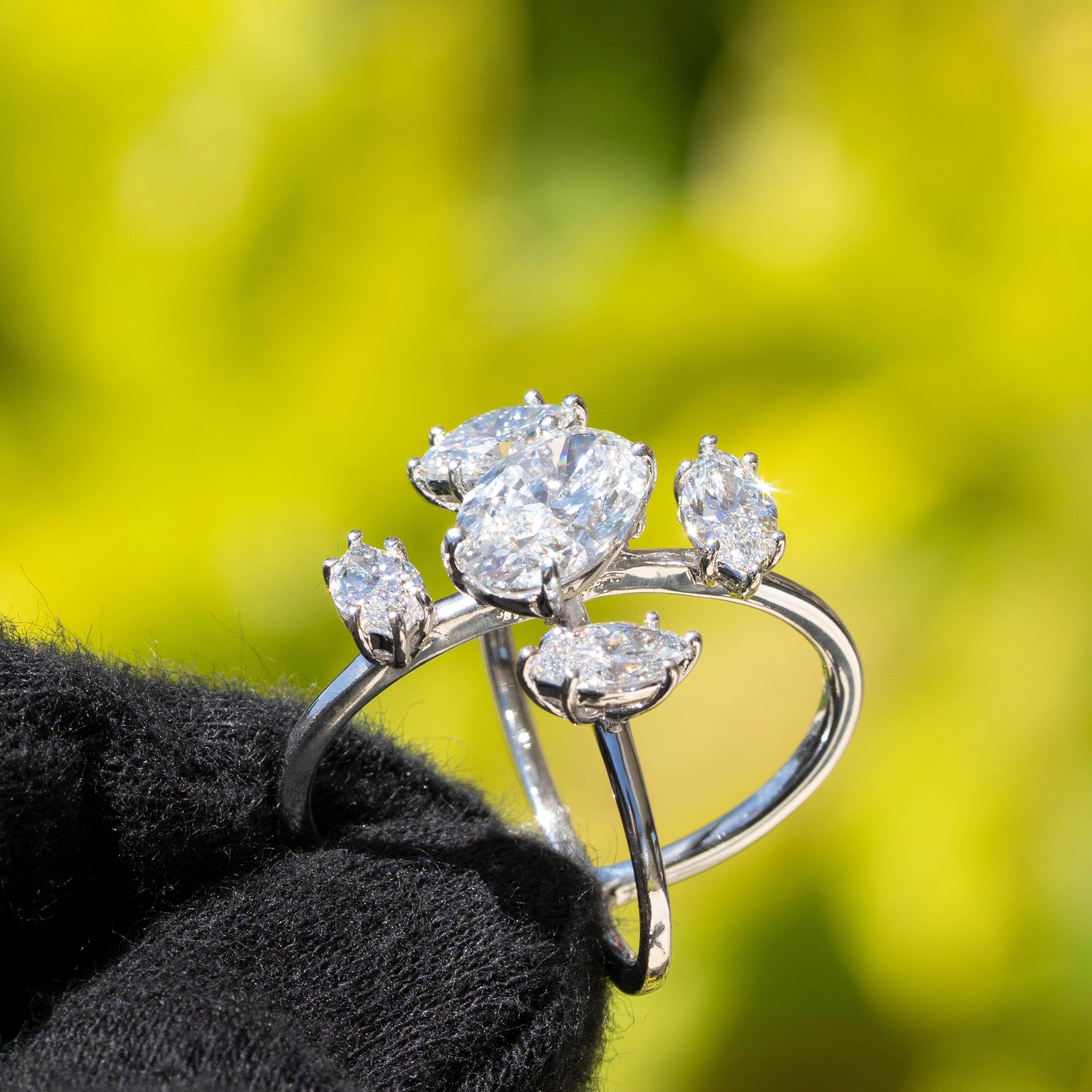 GIA Certified X-Shaped Brilliant Natural Diamond Ring For Sale 3