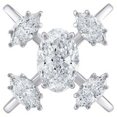 GIA Certified X-Shaped Brilliant Natural Diamond Ring