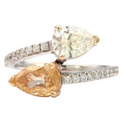 GIA Certified Yellow and White Diamond Ring