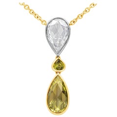 Collar Colgante Diamante Amarillo Forma Pera Certificado GIA 1,18 Quilates