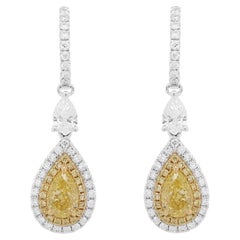 Gia Certified Yellow Diamond 18k Gold Drop Earrings