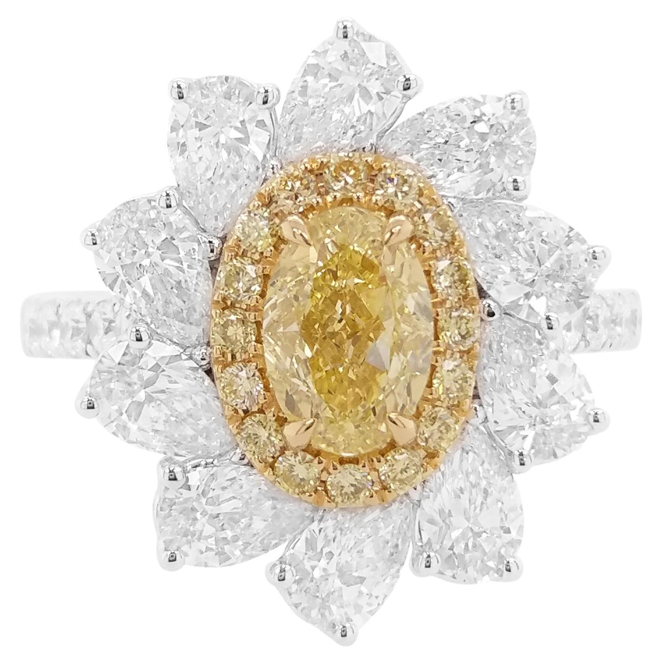 GIA Certified Yellow Diamond 18K Gold Engagement Ring