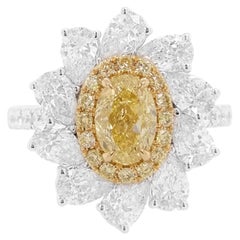 GIA Certified Yellow Diamond 18K Gold Engagement Ring