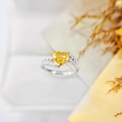 GIA Certified Yellow Diamond 18K Gold Ring with Diamonds