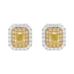 Boucles d'oreilles en or 18K avec diamant jaune certifié GIA