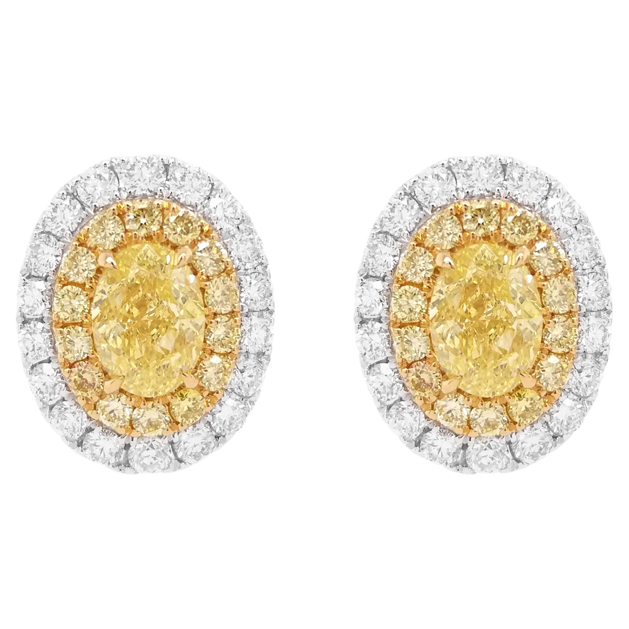 GIA Certified Yellow Diamond 18K Gold Stud Earrings