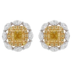 Gia Certified Yellow Diamond 18K Gold Stud Earrings