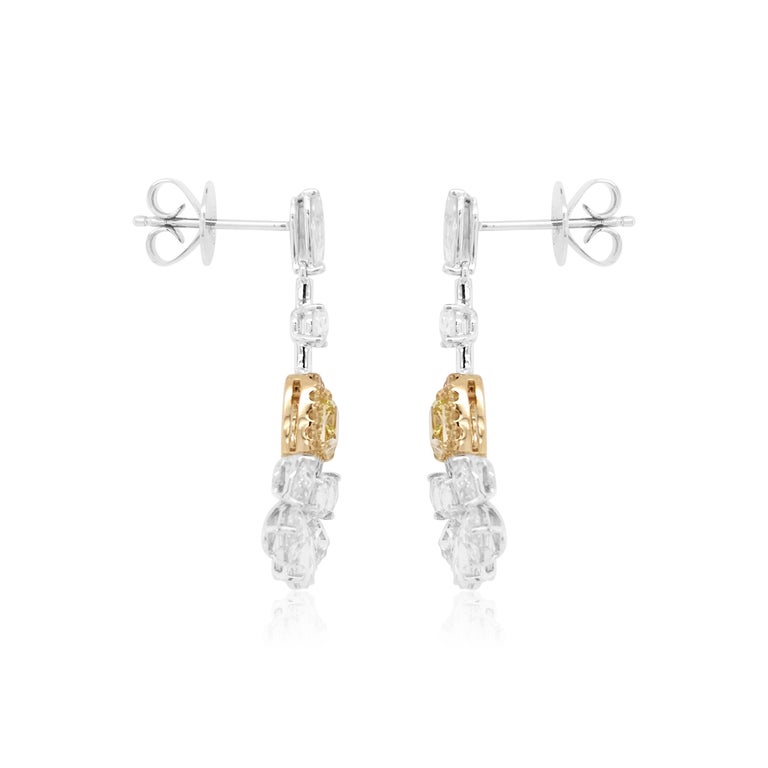 Contemporary GIA Certified Yellow Diamond 18K Gold Drop Earrings For Sale