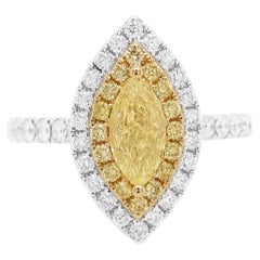 GIA Certified Yellow Diamond White Diamond 18K Gold Engagement Ring