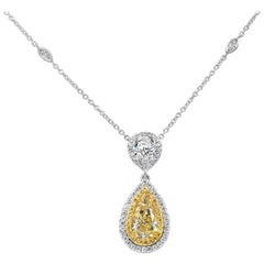 Roman Malakov, collier pendentif en goutte avec double halo de diamants jaunes certifiés GIA