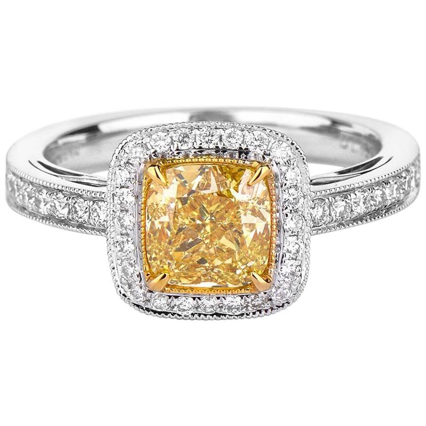 GIA Certified Yellow Diamond Ring, 1.78 Carat