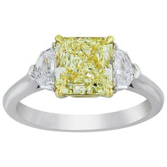 GIA Certified Yellow Diamond Three-Stone Engagement Ring
