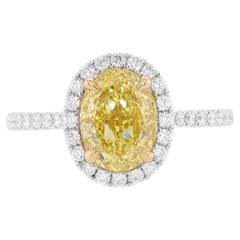 GIA Certified Yellow Diamond White Diamond 18K Gold Bridal Ring