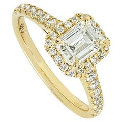 GIA Certified Yellow Gold Emerald Cut Diamond Ring 0.95ct F/VVS1