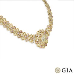 GIA Certified Yellow Gold Yellow & Pink Diamond Necklace 8.07ct U-V/VVS1