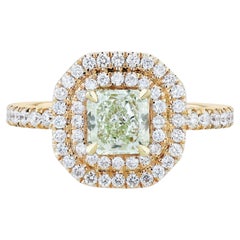 GIA Certified Yellow-Green Brilliant Cut Diamond Rose Gold Pave Engagement Ring