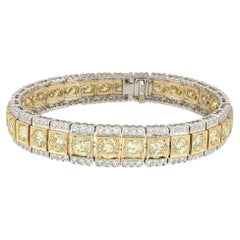 GIA Certified Yellow & White Gold Fancy Yellow Diamond Bracelet 12 carats 