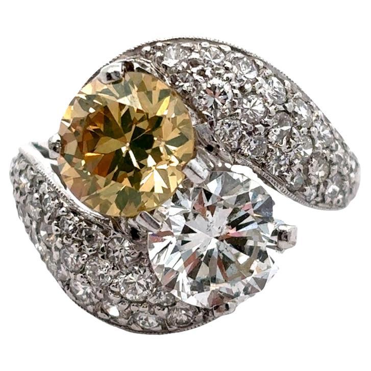 Bague à diamant "Toi et moi" certifiée GIA en vente