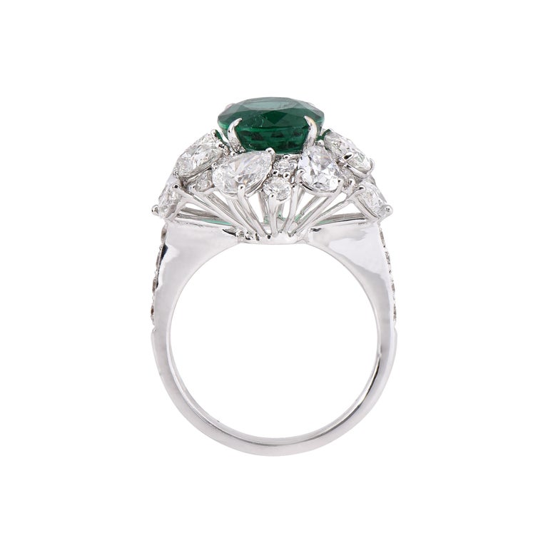Laviere GIA Certified Zambian Emerald and Diamond Cocktail Ring For ...