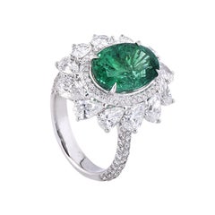 Laviere GIA Certified Zambian Emerald and Diamond Cocktail Ring