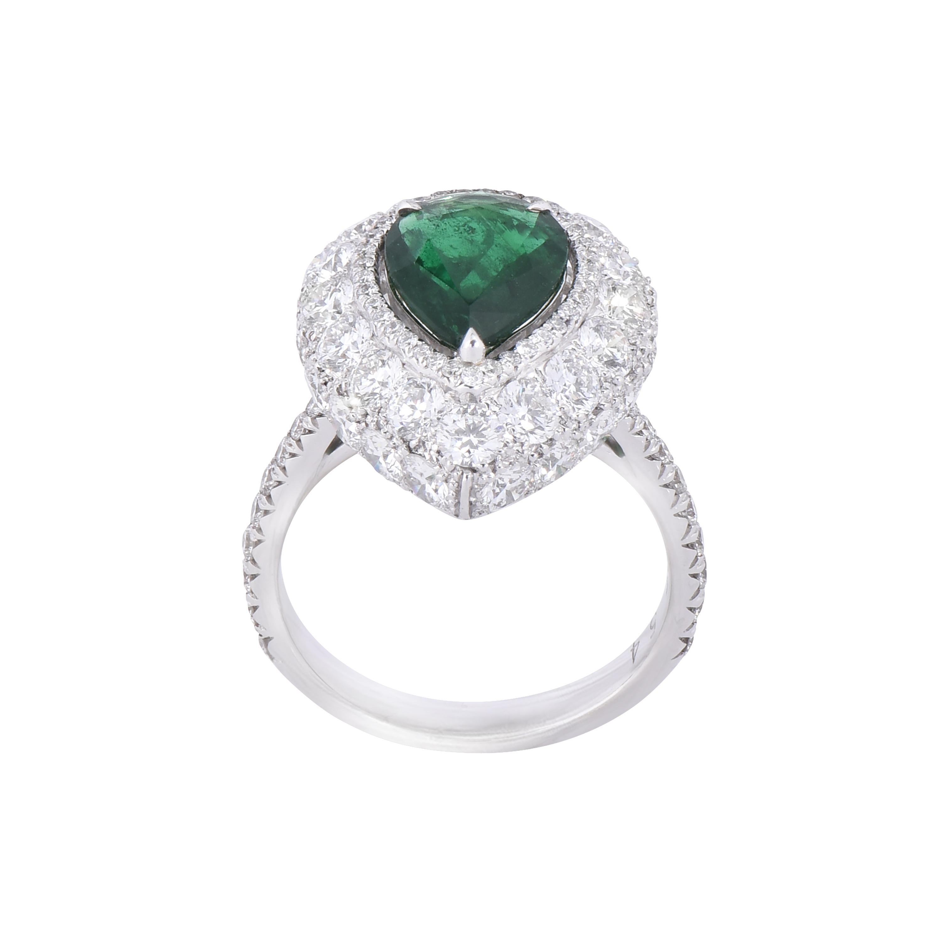Modern Laviere GIA Certified Zambian Emerald and Diamond Cocktail Ring For Sale