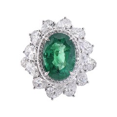 Laviere GIA Certified Zambian Emerald and Diamond Cocktail Ring