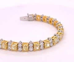 GIA Certifies 14.19 Carats Fancy Yellow Diamond Tennis Bracelet