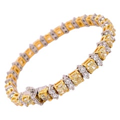 GIA Certifies 14.19 Carats Fancy Yellow Diamond Tennis Bracelet